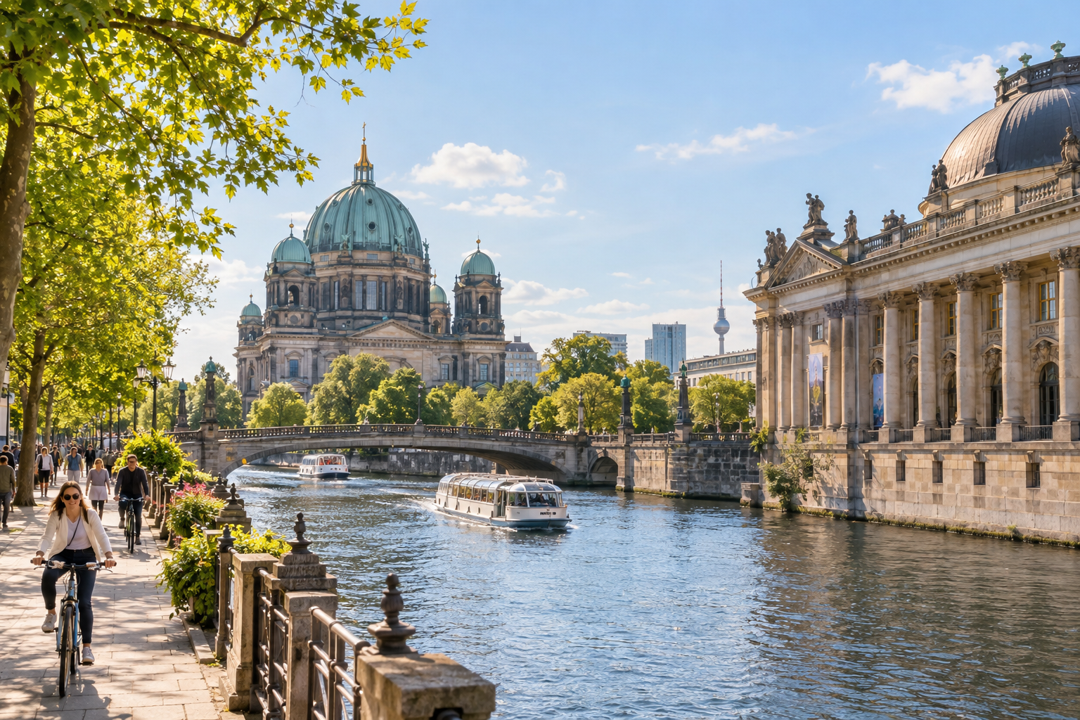 Spree och Museumsinsel – ett Berlin för promenader, kultur och pauser vid vattnet.