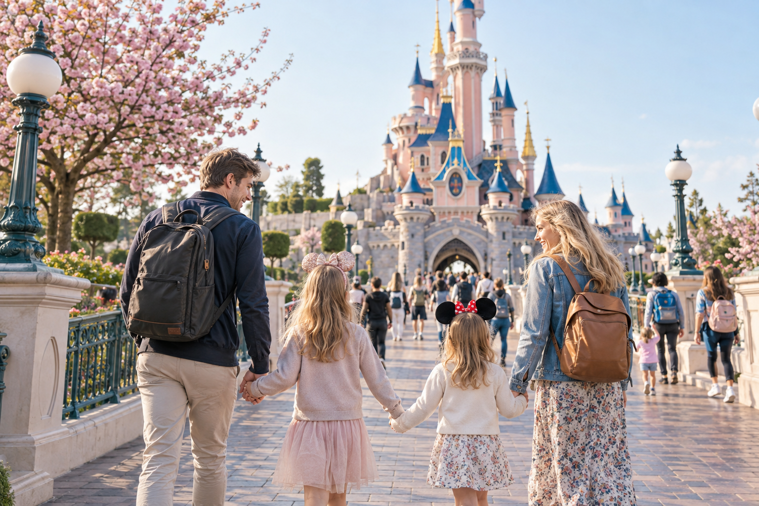 Törnrosas slott i Disneyland Park – resans självklara mittpunkt för många förstagångsbesökare.