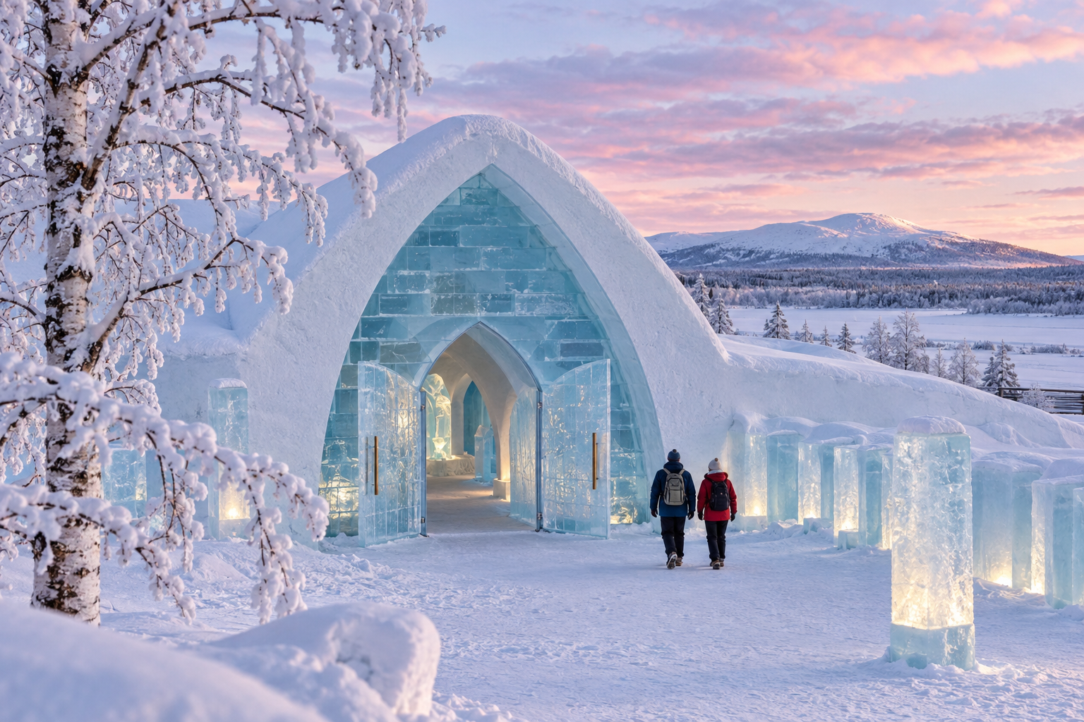 Snö och älvis blir arkitektur i Jukkasjärvi, där vinterhotellet får en ny gestalt varje år.